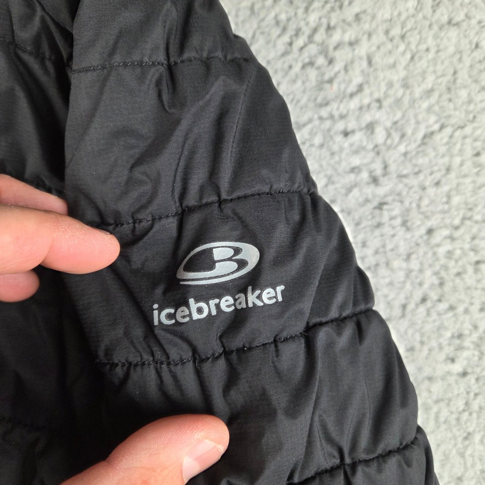Icebreaker Hyperia Merino Jacket Mens S/M Black Quilted Hooded Puffer Full Zip‎ - Picture 2 of 9